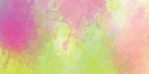 Watercolor abstract isolated background green and yellow colors Colorful watercolor background with painted sunset sky colors of pink blue purple green and yellow, abstract beautiful 
 