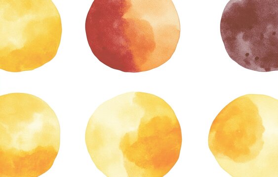 Abstract watercolor circles in warm autumnal colors