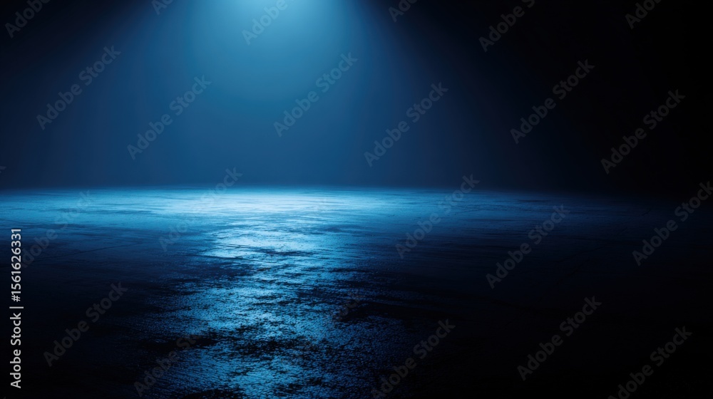 Poster dark mysterious ocean scene with moonlight reflecting on water surface at night.