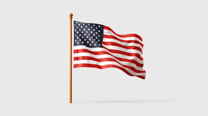 Obraz premium Large American flag waving on a pole with clear sky background for patriotic display.