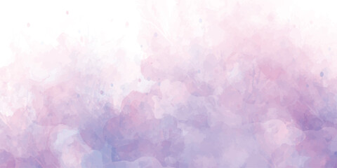 Pink watercolor abstract background. Watercolor pink background.  Colorful watercolor background of abstract sunset sky with puffy clouds in bright rainbow colors of pink green blue