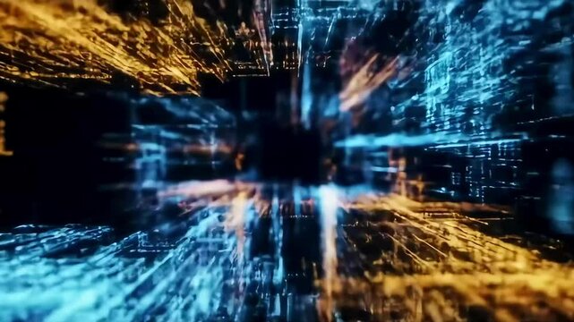 Abstract Digital Data Stream Glowing Network Visualization Deep Web