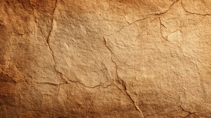 Close Up of Old Textured Cracked Paper Surface in Brown Color with Details.
