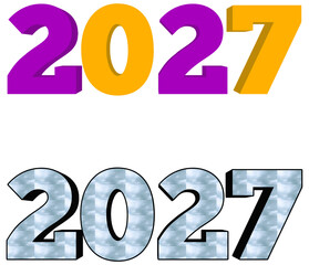 2027 Typography Design Colorful and Textured New Year's Style