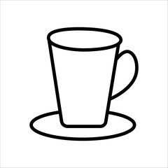 Collection of coffee cup icons in black and white. Includes mugs, to-go cups, straws, lids, and steam. Beverage and café symbols for app, web, UI, banner, menu, and print design.