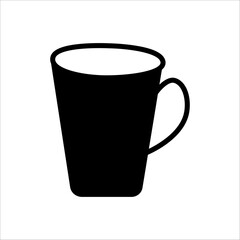 Collection of coffee cup icons in black and white. Includes mugs, to-go cups, straws, lids, and steam. Beverage and café symbols for app, web, UI, banner, menu, and print design.