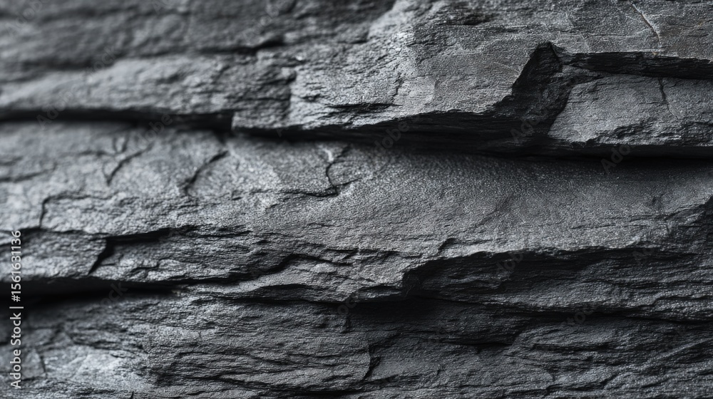 Aufkleber Close-up View of Textured Gray Rock Surface Showing Natural Layered Formation and Cracks.