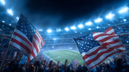 Cheering Fans at Stadium for American Football and Soccer Events
