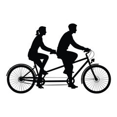 Obraz premium Tandem Bicycle Silhouette, Vector, Illustration, Icon, Logo, White Background.