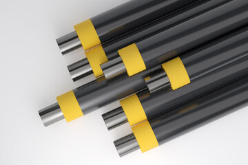 Pre-insulated Steel Pipes for District Heating – 3D Illustration