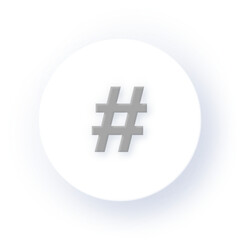 Neumorphism Soft Shadow Number Sign Symbol Hashtag Typography Character Design Text Element UI UX School Learning Drop Shadow on Dark Background Neumorphic