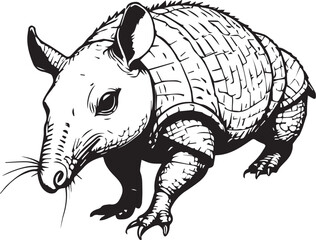 Armored Curiosity: An illustration of an armadillo, a creature of the earth, showcases its unique armor, capturing its inquisitive nature.