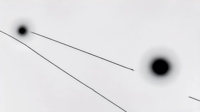 A minimalist abstract composition with intersecting lines, geometric shapes, and subtle textures on a grainy, monochromatic background.
