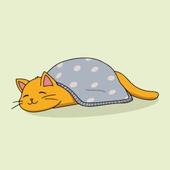 Vector Illustration of Orange Cat Sleeping