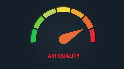 Air Quality Gauge Meter Going Up Animation - Powered by Adobe