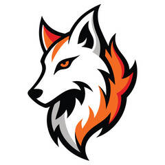 Obraz premium Solid color Wolf Fire Head line simple creative vector design template on white background
