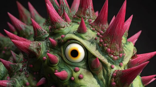 3d Cactus alien planet bright green skin red-pin 4K Videos
