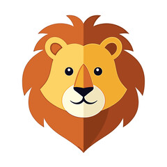 Fototapeta premium A friendly cartoon lion head with a large mane, simple design, and flat style, perfect for children's illustrations, logos, or branding projects needing a majestic yet approachable image.
