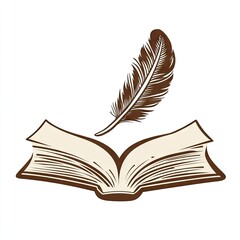 Open book with feather