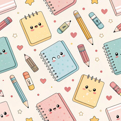 seamless pattern with colored pencils