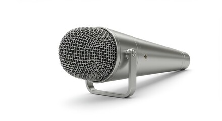 Photorealistic Metallic Silver Condenser Microphone Isolated on White 3D Render