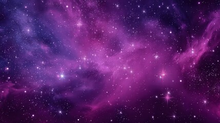 Obraz premium Vibrant Purple Space Nebula with Stars and Cosmic Clouds in Deep Universe Scene.