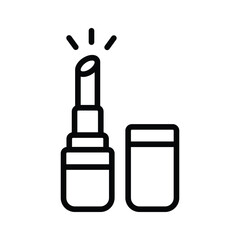 Creatively designed line style icon showing red lipstick