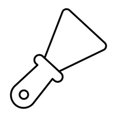 Spatula tool for cement or clay thin line icon, construction concept. Vector graphics. Metal scoop for cement laying work sign on white background, style mobile or design.