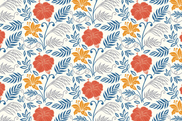 repeat floral sketch in seamless style with outlined roses and flowing line vines for bedding covers and creative packaging products

