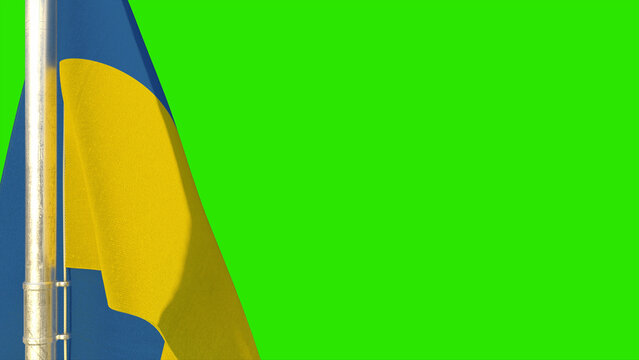 Ukraine flag for any holiday on green screen, isolated - object 3D rendering