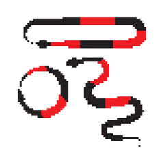 Pixel snake icon, 8 bit viper symbol, retro style computing serpent sign, simple snake silhouette