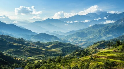 Fototapeta premium Beautiful landscape with mountain view on the train