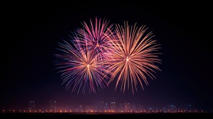 Vibrant Fireworks Display in Night Sky Celebrating Festival or Special Event.