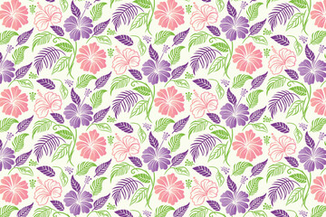 floral repeat pattern with organic leaf strokes and cotton flower motifs in a continuous seamless style for fabric and kitchen accessories

