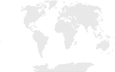 Simplified world vector map with square dot grid (Winkel I projection, PPT-compatible & fully editable)