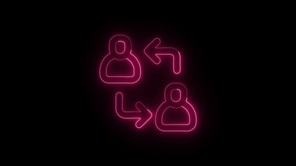 Glowing User Transfers and Symbol in HD Video Neon Animation on Black Background