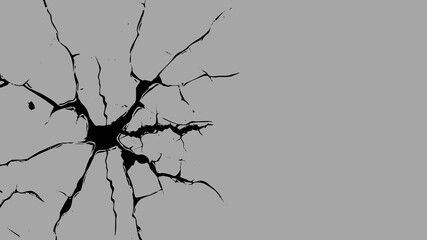 Abstract black crack pattern on a plain grey background
