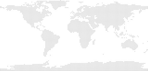 Fototapeta premium Simplified world vector map with square dot grid (PPT-compatible & fully editable)