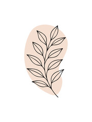 Leafy botanical branch sketch with neutral abstract design