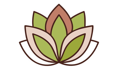A stylized lotus flower logo in earthy tones, symbolizing balance, nature, wellness, and growth – perfect for eco-friendly brands, wellness centers, or natural product businesses