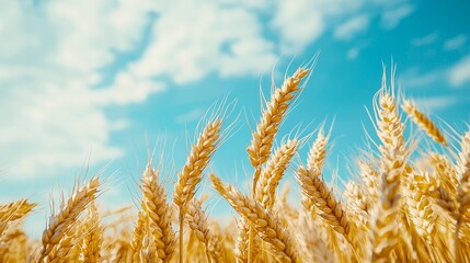 Wheat field. Ears of ripe wheat in the field. Grain Agreement. Export of wheat grai