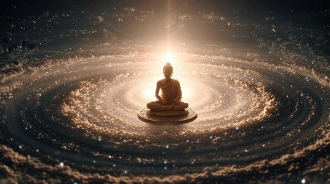 Spiritual Meditation in Cosmic Galaxy | Enlightenment Zoom Motion 4K