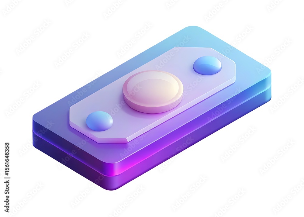 Fototapete modern abstract geometric shape with rounded buttons and gradient colors in a minimalist 3d isometri