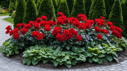 Stunning Red Roses Garden Landscape Photography
