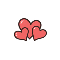 Hearts icon in hand drawn style. Handmade painted heart vector illustration on. Love doodle sign business concept. 
