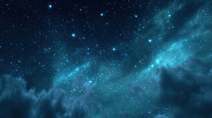 Fototapeta premium Beautiful Night Sky Filled with Stars and Cosmic Clouds in Deep Space.