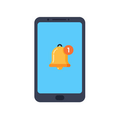 Phone notifications icon in flat style. Smartphone with new notice vector illustration on white background. Reminder message sign business concept. 
