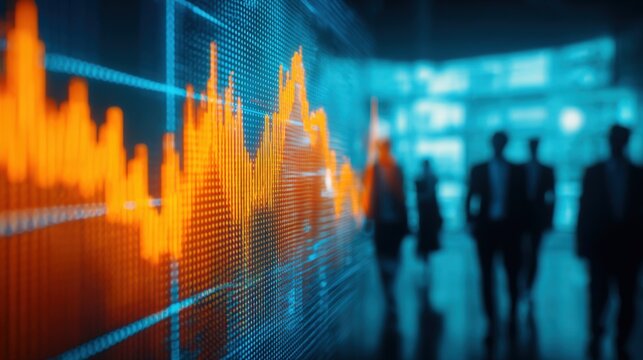 Business people analyzing financial data with stock market graph on digital screen. - Powered by Adobe