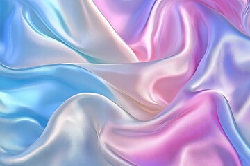 Fototapeta premium Smooth, iridescent silk fabric in pastel shades of blue and pink
