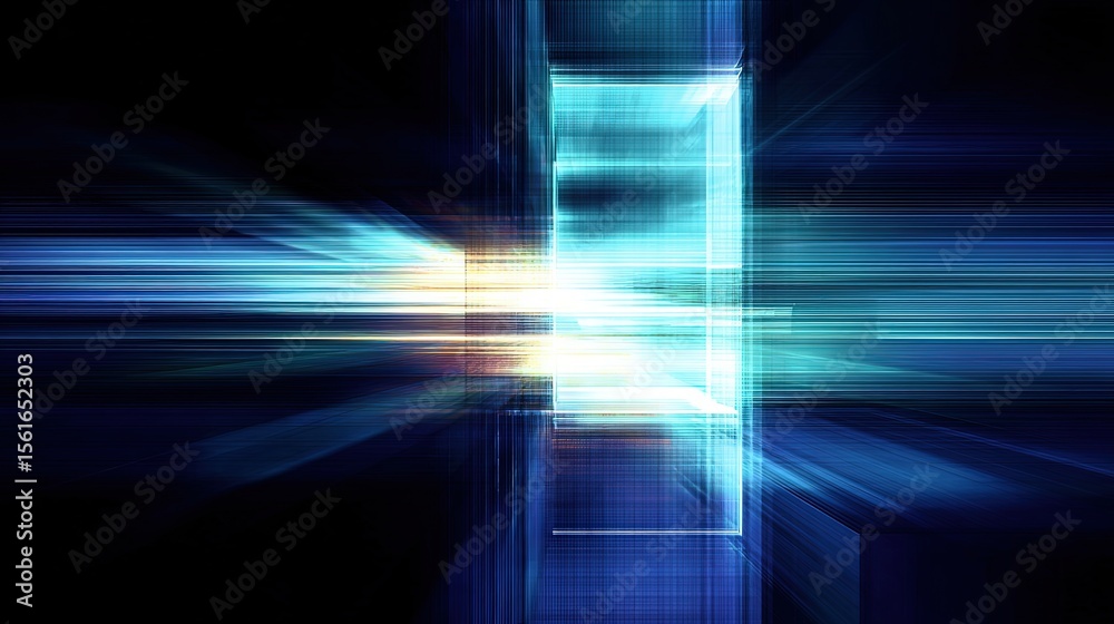 Aufkleber Abstract futuristic digital design with glowing light lines and motion effects.
